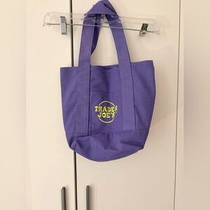 Trader Joe's Purple Canvas Tote Bag with Yellow Logo